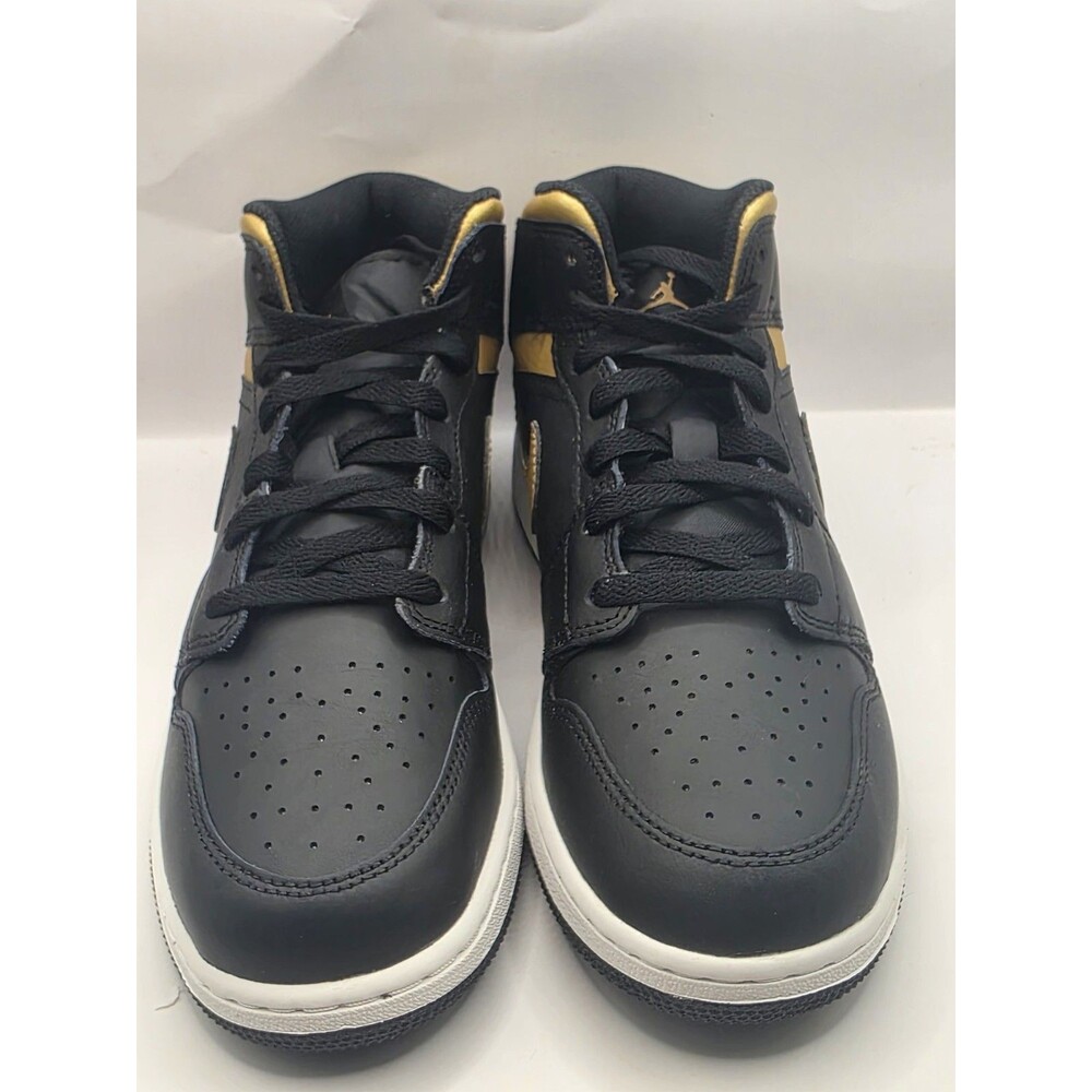 Nike Air Jordan 1 Mid Black/Metallic Gold-White Size 6.5Y New No Box DQ8423-071